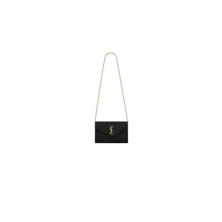 YSL classic cassandre chain wallet in grain de poudre leather
