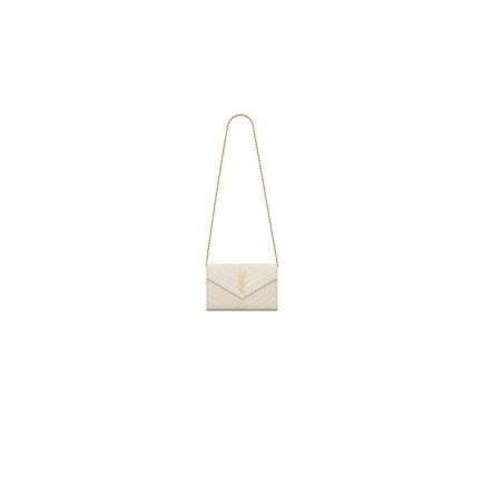 YSL classic cassandre chain wallet in grain de poudre leather
