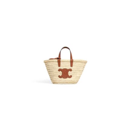 TEEN CELINE CLASSIC PANIER in Palm leaves and Calfskin(high-end grade)