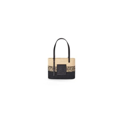 LOEWE Small Square Basket Bag in Raffia and Calfskin(HIGH-END GRADE)