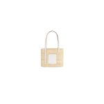 LOEWE Small Square Basket Bag in Raffia and Calfskin(HIGH-END GRADE)